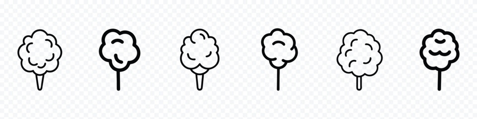 Cotton Candy icon, candy floss linear icon. Cotton candy in different style vector set, Cotton candy doodle illustration. Sugar puffed children dessert, Cotton chocholate Icon.