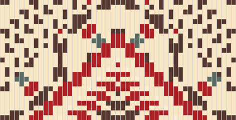 Fototapeta premium Indian Korean Traditional Patternfolk Embroidery, Aztec Geometric Ornament Print. Design for Carpet, Wallpaper, Clothing, Wrapping, Fabric