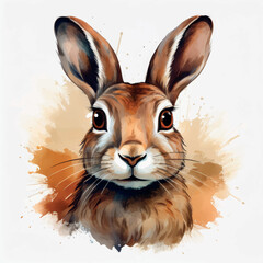 Watercolor hare. Vector illustration with hare.