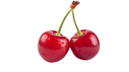 Red cherry isolated on transparent background, png