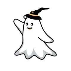 ghost3. Halloween Day Ghosts. Cute ghost characters with witch hats
