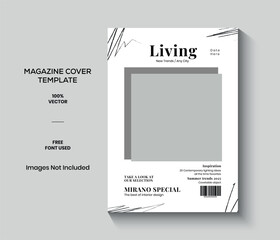 White Living Magazine Cover Template
