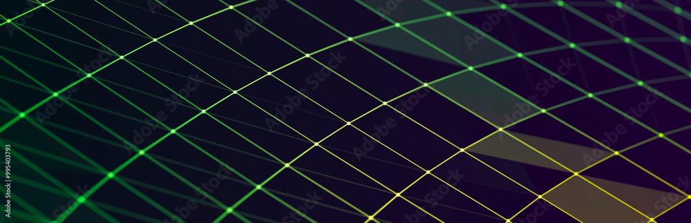 Aufkleber Abstract polygonal space with dots and lines. Triangular structure. Background concept for your design. 3d rendering.