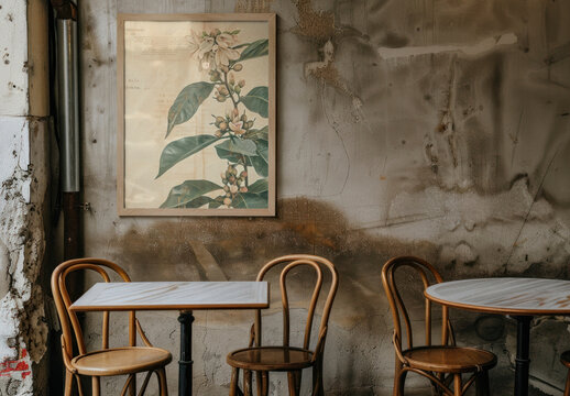 Interior Cafe Wooden Photo Frame Mockup With Generative AI