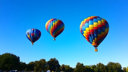 Obraz premium 32. A colorful hot air balloon festival against a clear blue sky