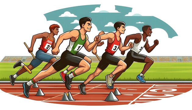 Track and Field isolated cartoon vector illustrations.