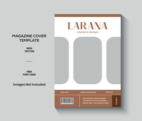 White and Brown Clean Minimal Fashion Lifestyle Magazine Cover Template