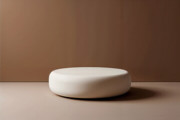 A rounded white podium for product display 