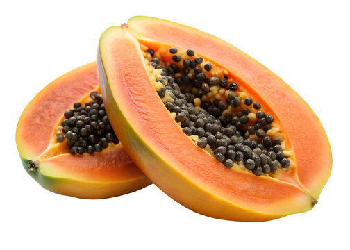 a sliced papaya isolated on transparent background