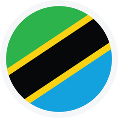 Flag of Tanzania. Round vector icon for UI, apps or web design
