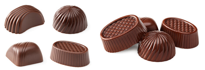 chocolate candy sweets isolated on white background. clipping path