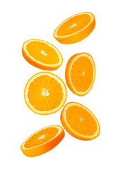 Falling Orange, cutout, full depth of field.