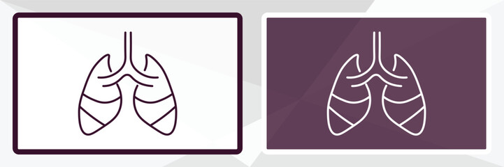 lung outline icon. Linear vector from health and medical concept. Thin line white and black lung icon isolated on white and dark background