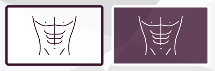 abs outline icon. Linear vector from health and medical concept. Thin line white and black abs icon isolated on white and dark background