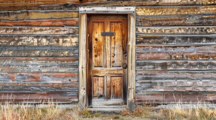 Vintage wooden door on old western building