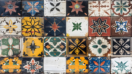 wooden Arabesque moroccan marrakech vintage retro ceramic tiles pattern Wood background. Generative AI.