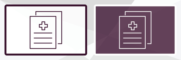 Obraz premium records outline icon. Linear vector from health and medical concept. Thin line white and black records icon isolated on white and dark background