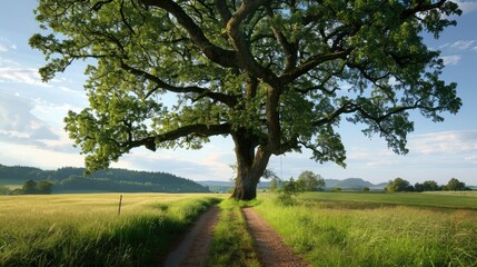 Fototapeta premium Tree used to mark path for horse riding