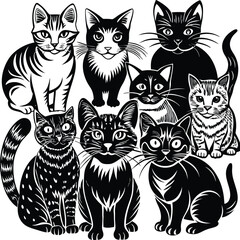 Obraz premium set of black cats
