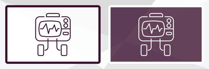 defibrillator outline icon. Linear vector from health and medical concept. Thin line white and black defibrillator icon isolated on white and dark background