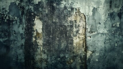 A close-up of a weathered concrete wall with peeling paint and cracks.