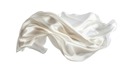 Obraz premium White silk satin cloth floating isolated on transparent background, png