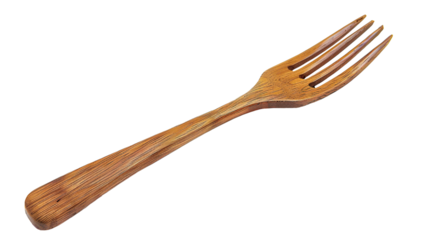 Wooden fork isolated on transparent background, png