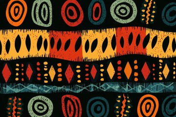 Abstract Pattern with Geometric Shapes and Ethnic Motifs