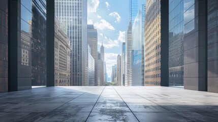 Fototapeta premium View of urban buildings and sky from vacant space