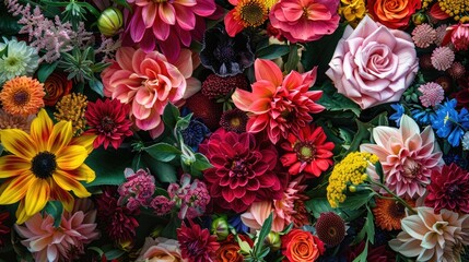 Various flowers combined display vibrant beauty