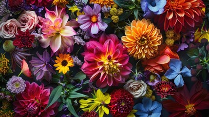 Various flowers combined display vibrant beauty