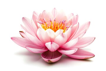 Pink lotus flower isolated on white background