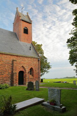 The reformed Church in the village Waaxens (near Dokkum), Friesland, Netherlands, with its clock...