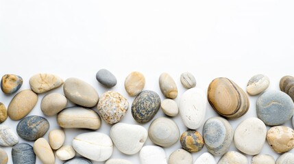 White Background with Beach Pebbles