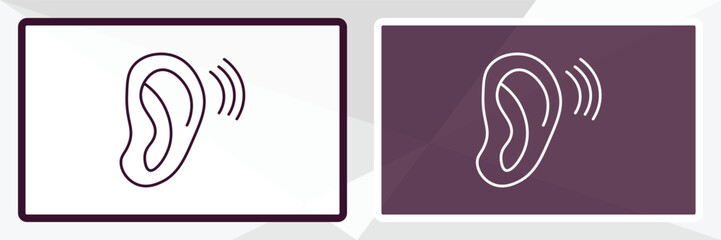 ear outline icon. Linear vector from medical concept. Thin line white and black ear icon isolated on white and dark background