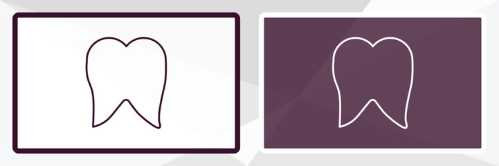 tooth outline icon. Linear vector from medical concept. Thin line white and black tooth icon isolated on white and dark background