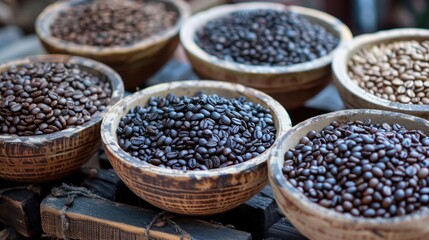 Varieties of 100 Arabica beans with A grades and thermal conditions