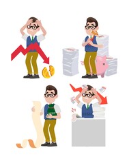 Business people stressed and worried with a lot of bill
