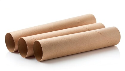 Empty toilet paper roll for the toilet, isolated on a white background. Paper tube of toilet paper or paper towel cardboard tube.  Isolated on white background