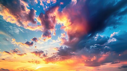 Vivid Sunset Sky with Dramatic Clouds