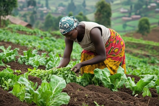 A woman working in a vegetable garden in Huye province
