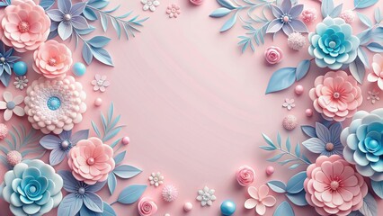 Pastel pink and blue birthday card featuring delicate floral decoration, pastel, pink, blue, birthday, card, floral