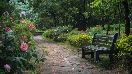 Floral setting in a park photo