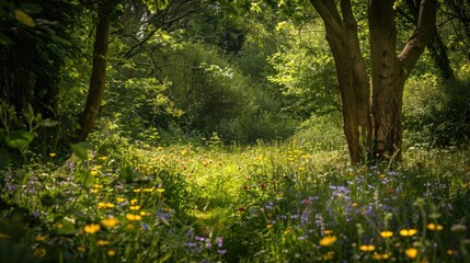 Obraz premium Floral growth in natural woodland