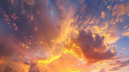 Obraz premium Vivid Sunset Sky with Dramatic Clouds