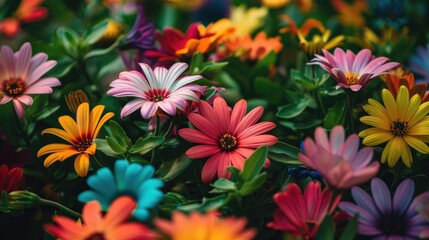 Fototapeta premium Vibrant Flowers in a Flowerbed