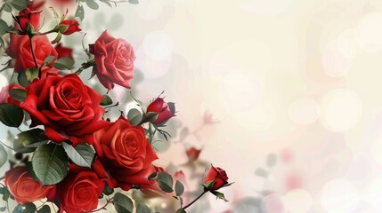 Valentine s Day background with red roses in a floral arrangement