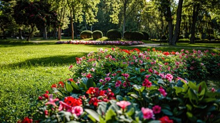 Floral setting in a park photo