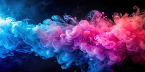 Fototapeta premium Colorful smoke waves blending in pink and blue hues, creating a dreamlike atmosphere, abstract, pastel, swirls, ethereal
