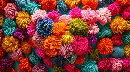 Heart Embraced by Colorful Pom Poms